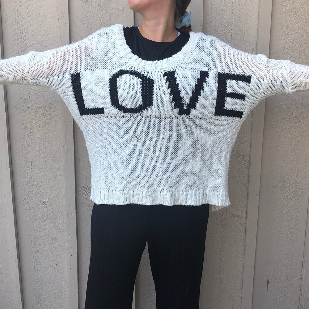 White LOVE sweater